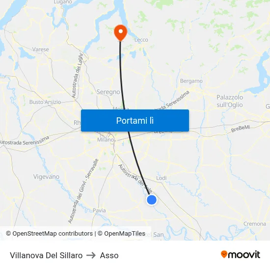 Villanova Del Sillaro to Asso map