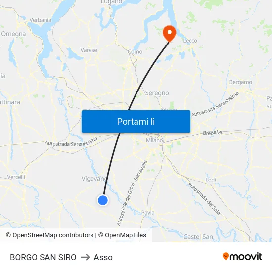 BORGO SAN SIRO to Asso map