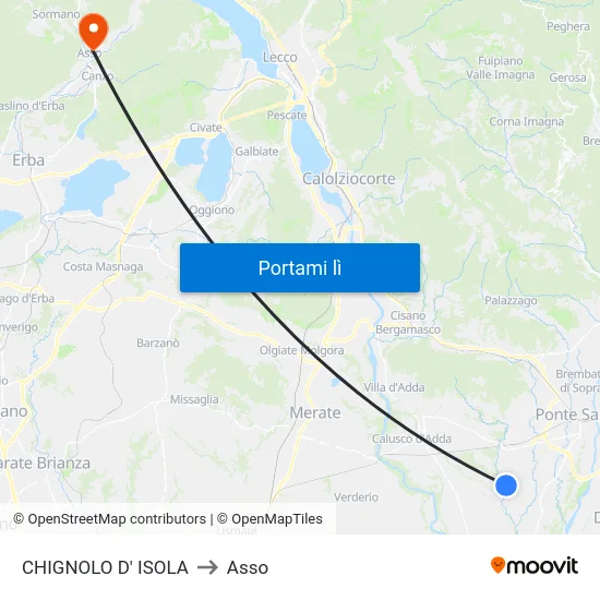 CHIGNOLO D' ISOLA to Asso map