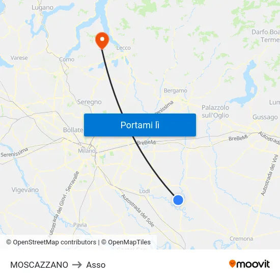 MOSCAZZANO to Asso map