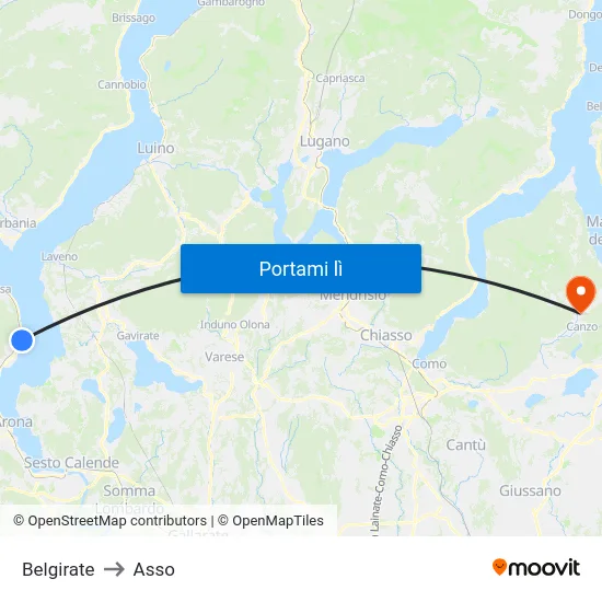 Belgirate to Asso map