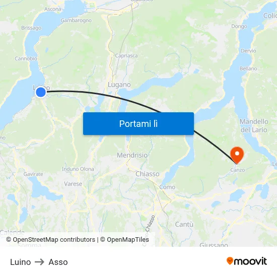 Luino to Asso map