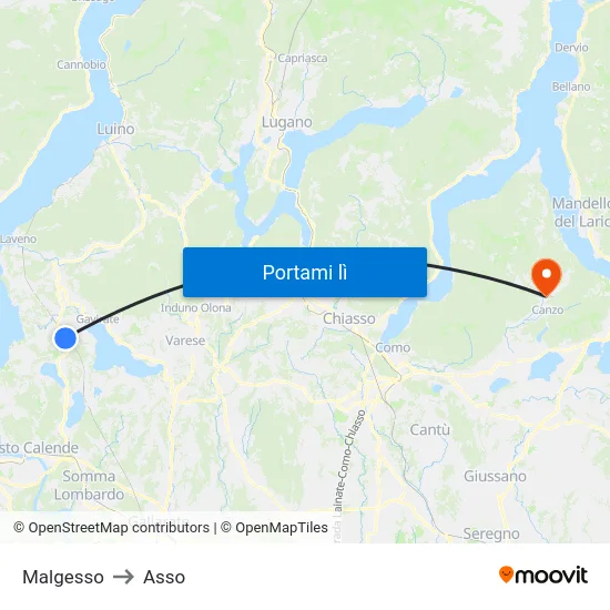 Malgesso to Asso map