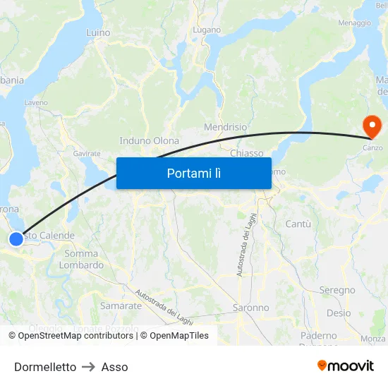 Dormelletto to Asso map