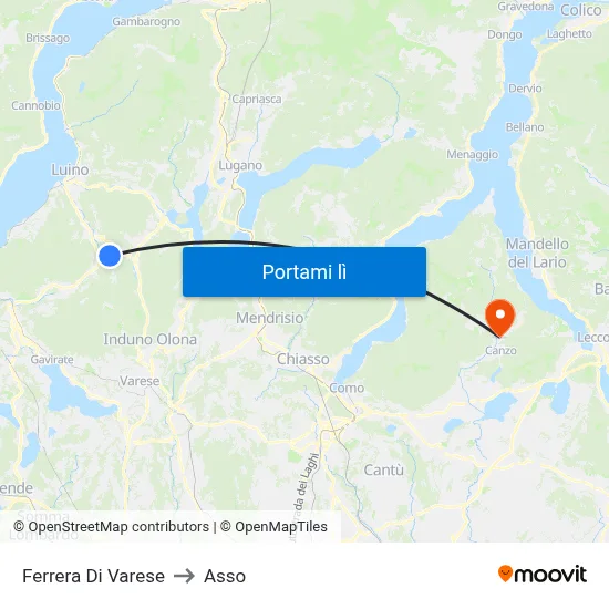 Ferrera Di Varese to Asso map