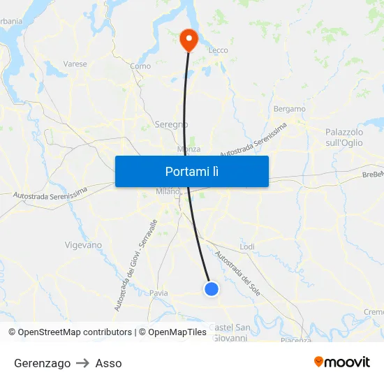 Gerenzago to Asso map