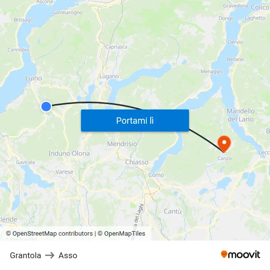 Grantola to Asso map