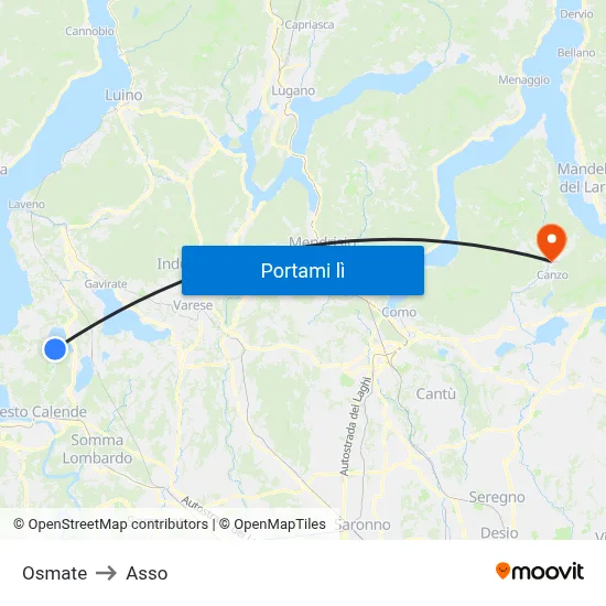Osmate to Asso map