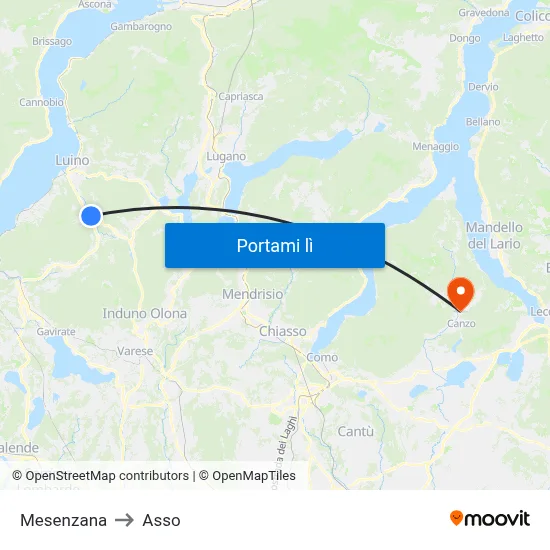 Mesenzana to Asso map
