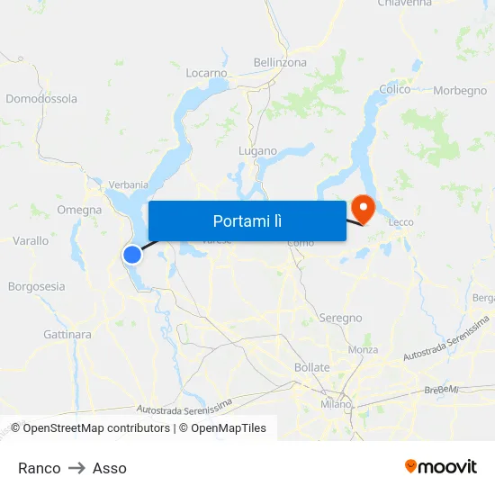 Ranco to Asso map