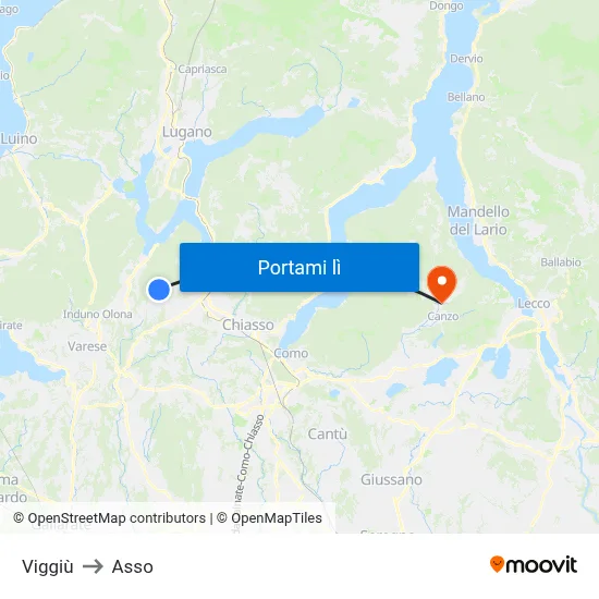 Viggiù to Asso map