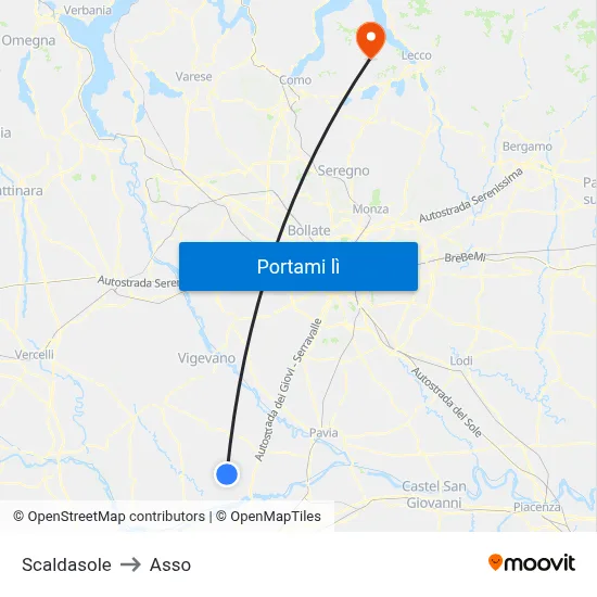 Scaldasole to Asso map