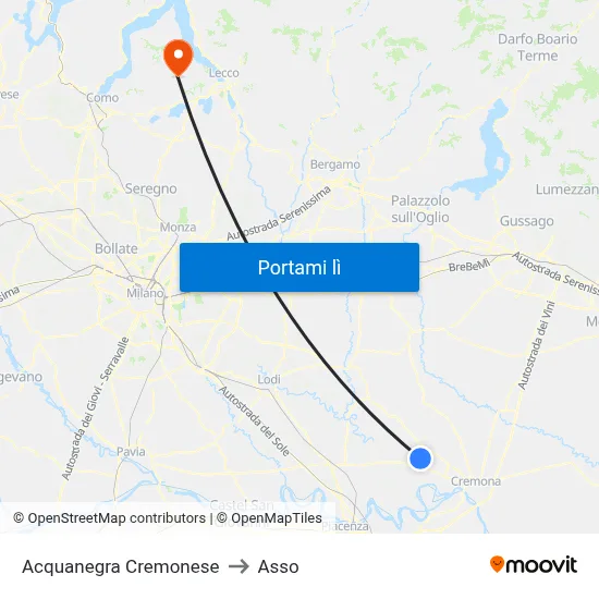 Acquanegra Cremonese to Asso map
