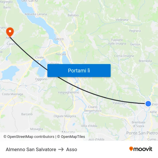 Almenno San Salvatore to Asso map