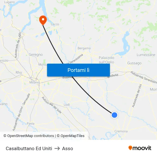 Casalbuttano Ed Uniti to Asso map