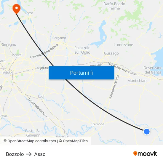 Bozzolo to Asso map