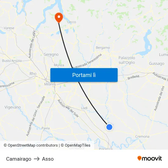Camairago to Asso map