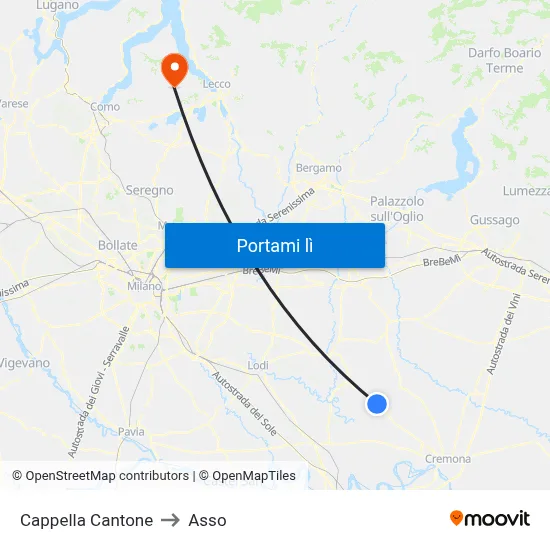 Cappella Cantone to Asso map