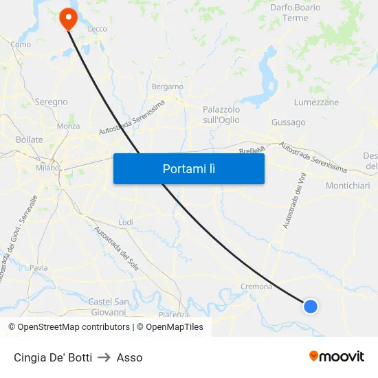 Cingia De' Botti to Asso map