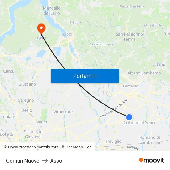 Comun Nuovo to Asso map
