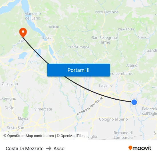 Costa Di Mezzate to Asso map