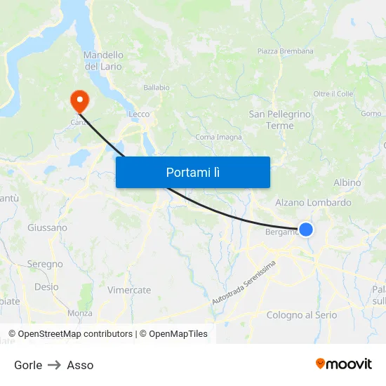 Gorle to Asso map