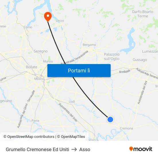 Grumello Cremonese Ed Uniti to Asso map