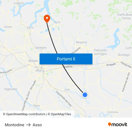 Montodine to Asso map