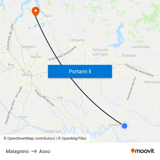 Malagnino to Asso map