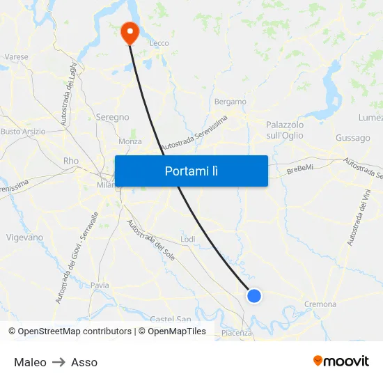 Maleo to Asso map