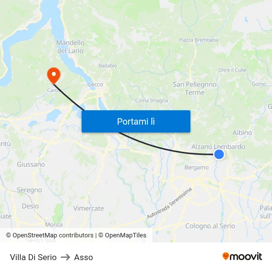 Villa Di Serio to Asso map