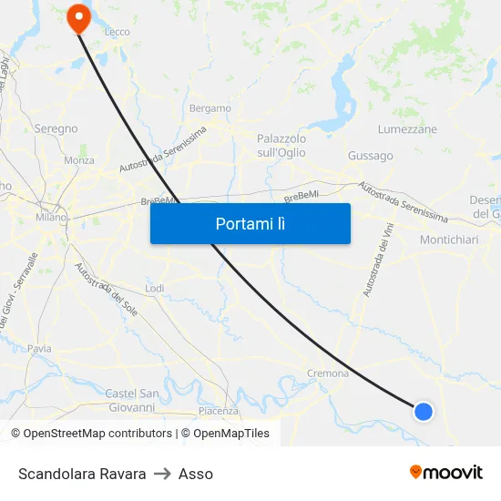 Scandolara Ravara to Asso map