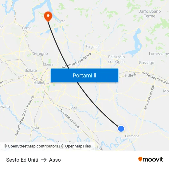 Sesto Ed Uniti to Asso map