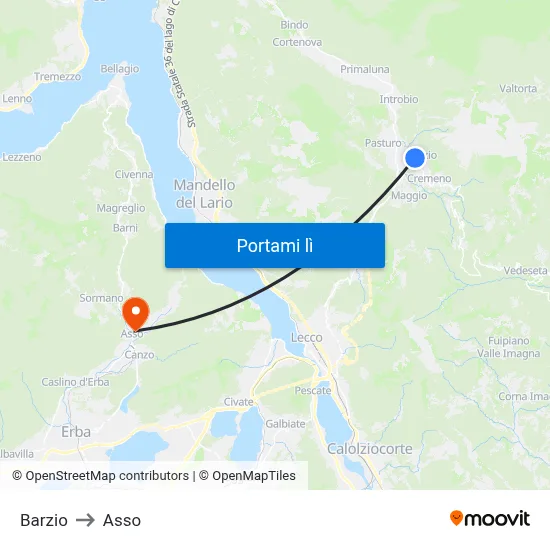 Barzio to Asso map
