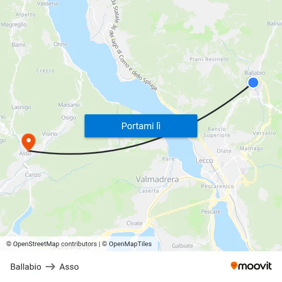 Ballabio to Asso map
