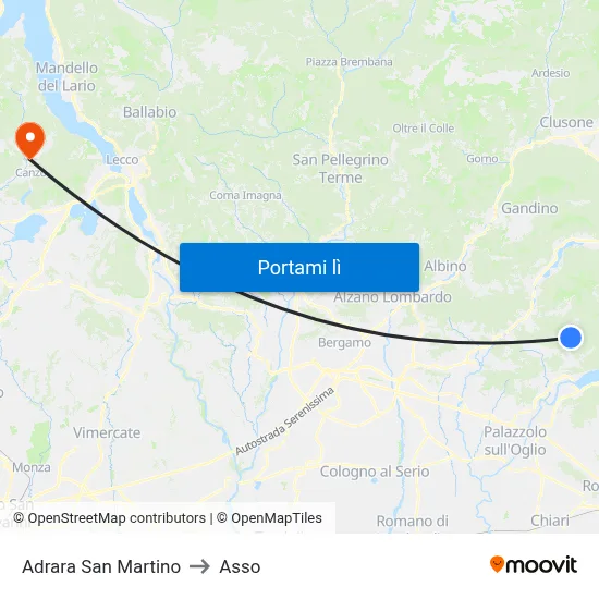 Adrara San Martino to Asso map