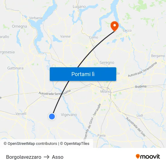 Borgolavezzaro to Asso map
