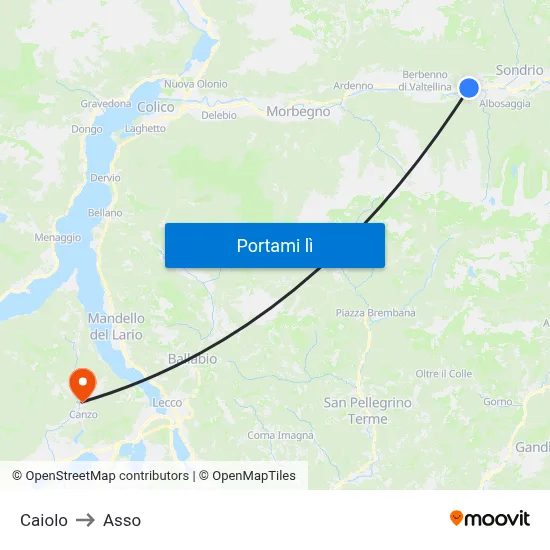 Caiolo to Asso map