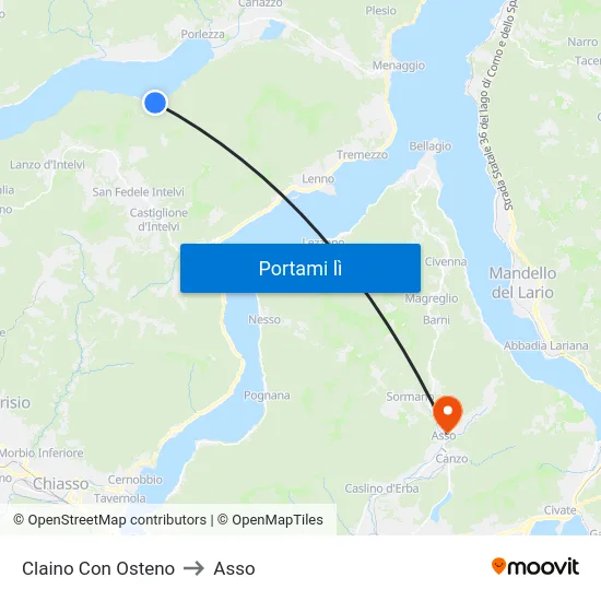 Claino Con Osteno to Asso map