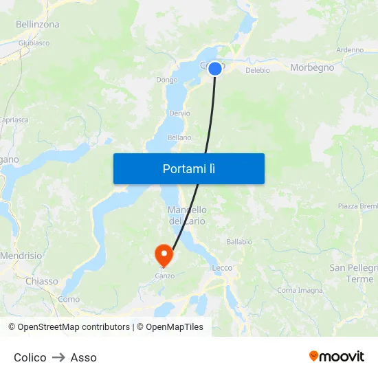 Colico to Asso map