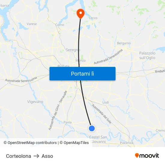 Corteolona to Asso map