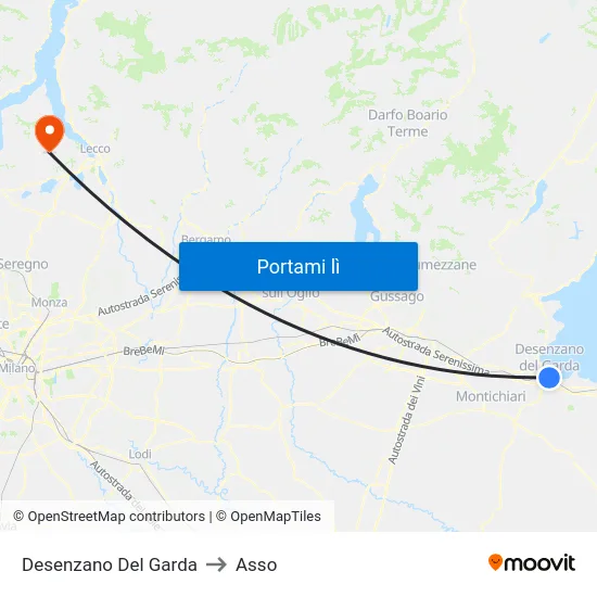Desenzano Del Garda to Asso map