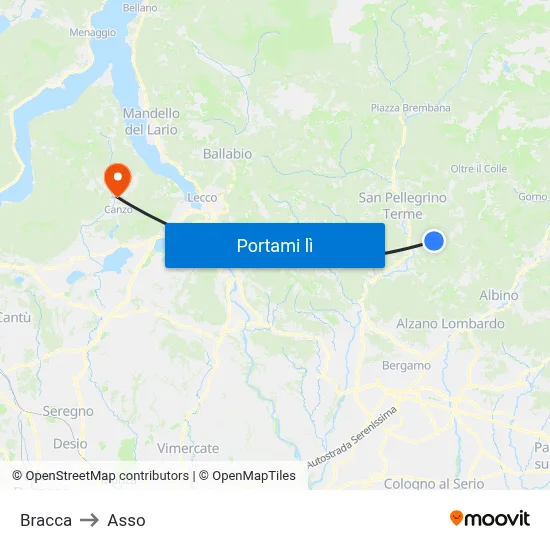 Bracca to Asso map