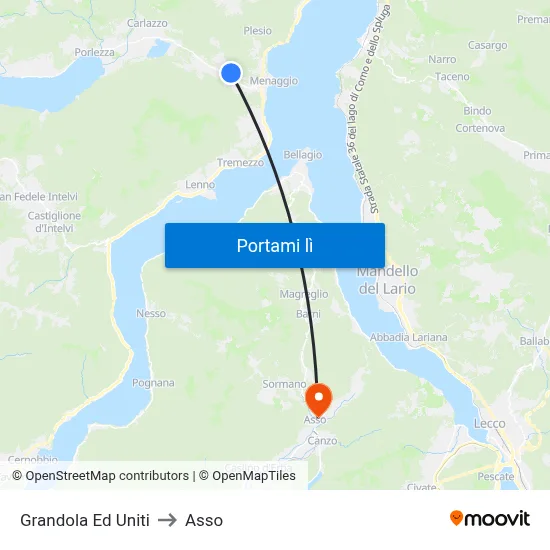 Grandola Ed Uniti to Asso map