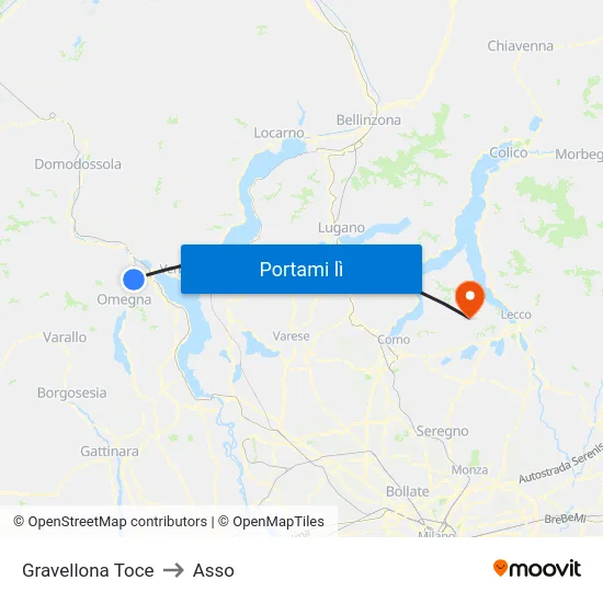 Gravellona Toce to Asso map