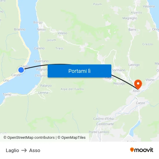 Laglio to Asso map