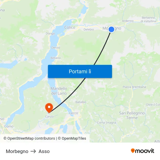 Morbegno to Asso map