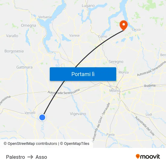 Palestro to Asso map