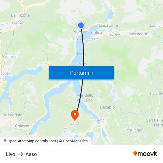 Livo to Asso map