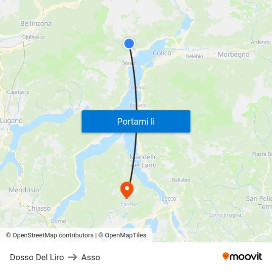 Dosso Del Liro to Asso map